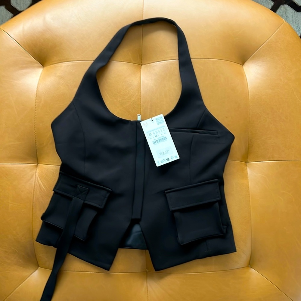 Zara halter zipped top